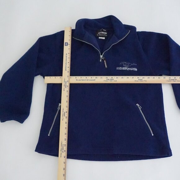 Autobahn Mustang Navy Fleece Quarter Zip Pullover Sporty Y2K Car Culture L - Picture 3 of 9